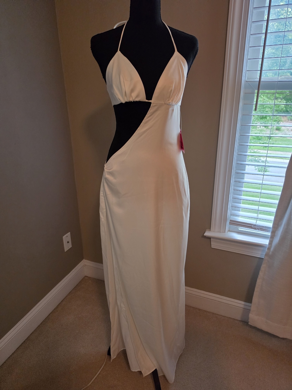EGO Ivory Halter Cutout Maxi Dress